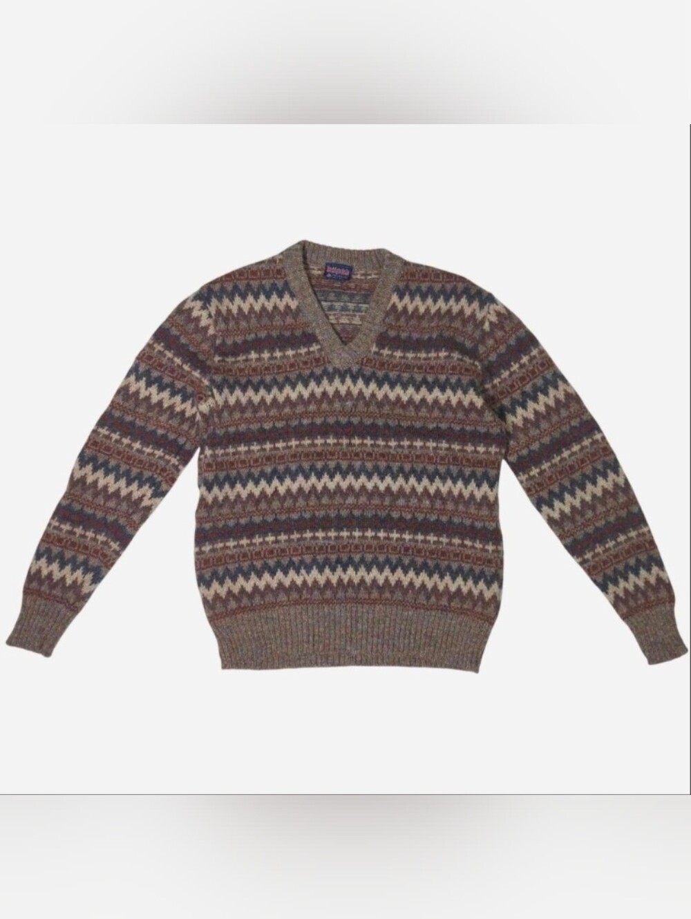 Vintage Wool Patterned Knit sweater in neutral tones size small Fair Isle Knit